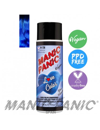 mascarilla de color azul electrico manic panic love color blue valentine