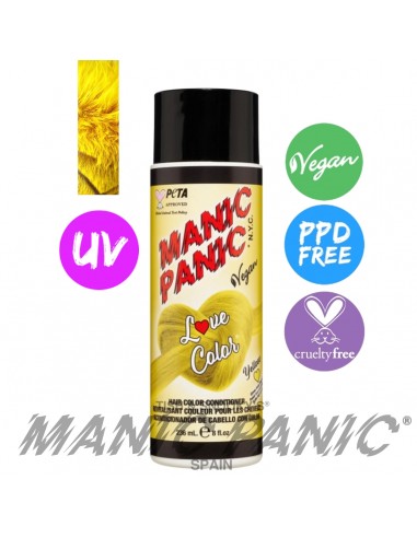 mascarilla de color amarillo neón manic panic love color yellow heart