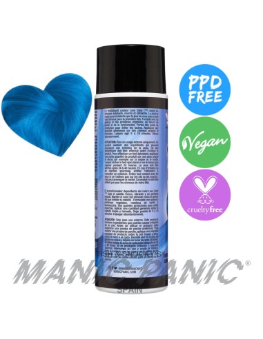 mascarilla de color azul electrico manic panic love color blue valentine