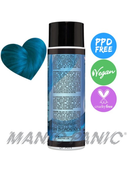 mascarilla de color azul turquesa manic panic love color teal temptress