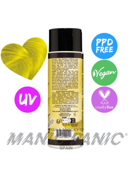 acondicionador de color amarillo neón manic panic love color yellow heart