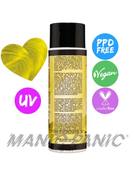 acondicionador de color amarillo neón manic panic love color yellow heart