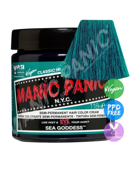 Tinte verde agua oscuro para el pelo MANIC PANIC CLASSIC SEA GODDESS