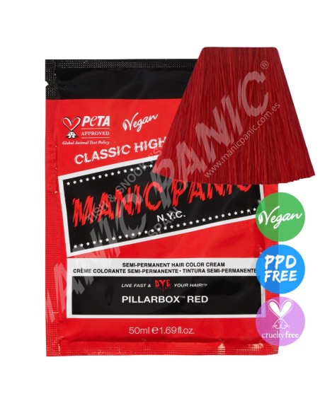 Tinte rojo eléctrico para el pelo MANIC PANIC MINI CLASSIC PILLARBOX RED