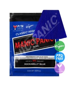 Tinte azul eléctrico para el pelo MANIC PANIC MINI CLASSIC ROCKABILLY BLUE