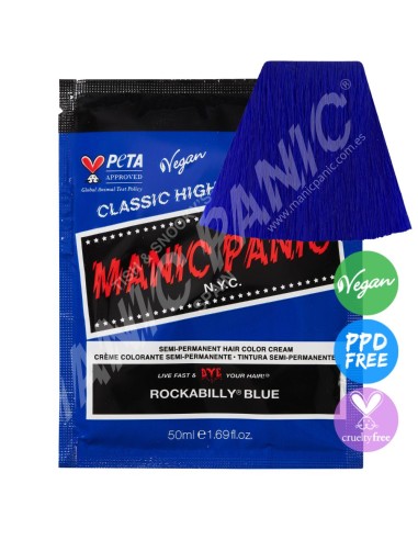 Tinte azul eléctrico para el pelo MANIC PANIC MINI CLASSIC ROCKABILLY BLUE