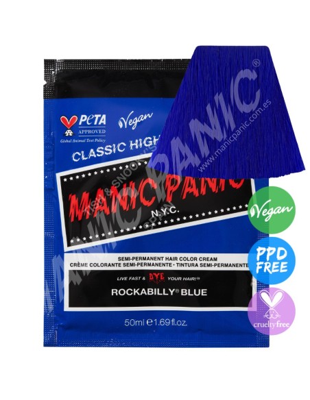 Tinte azul eléctrico para el pelo MANIC PANIC MINI CLASSIC ROCKABILLY BLUE